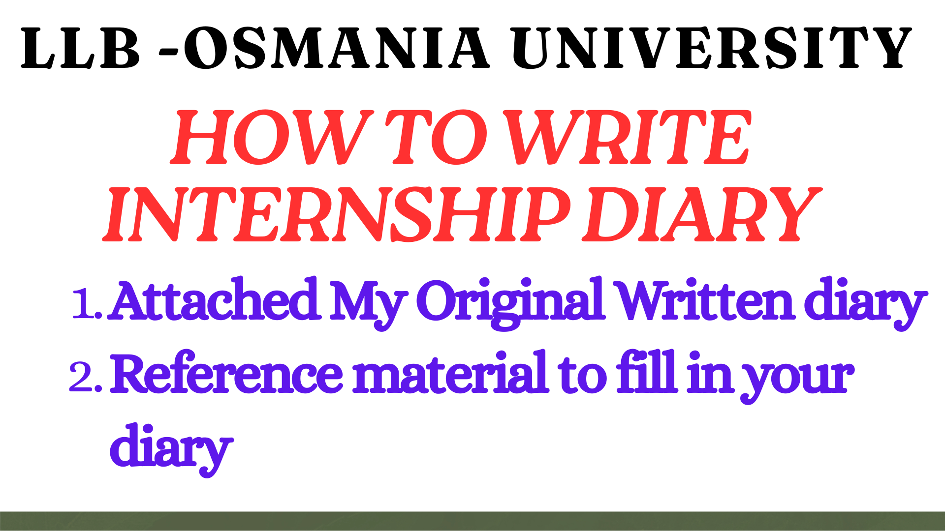 Read more about the article How to Write Internship Diary- LLB Osmania University